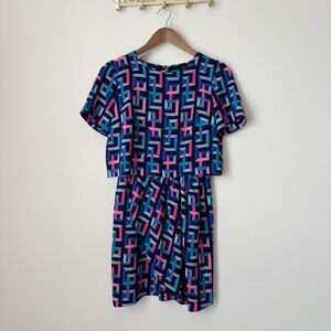 Amanda Uprichard Tiered Silk Dress XS Geometric Print